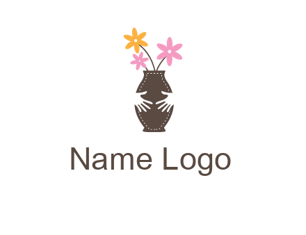 decoration vase carry with hands graphic