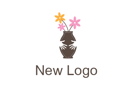 decoration vase carry with hands graphic