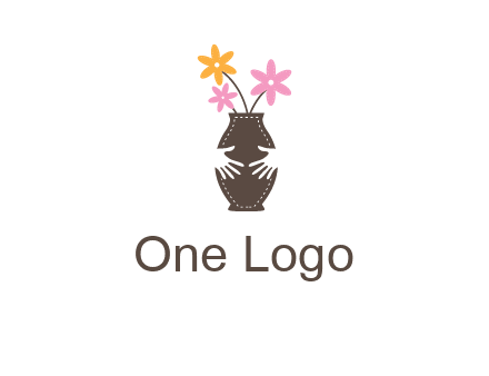 decoration vase carry with hands graphic