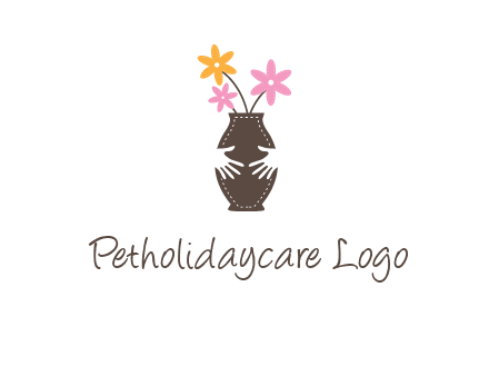 decoration vase carry with hands graphic