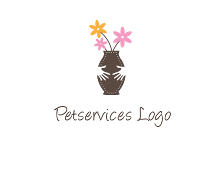 decoration vase carry with hands graphic