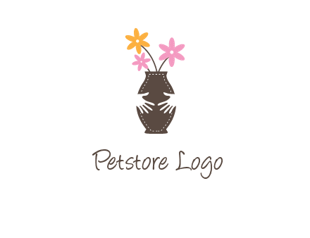 decoration vase carry with hands graphic