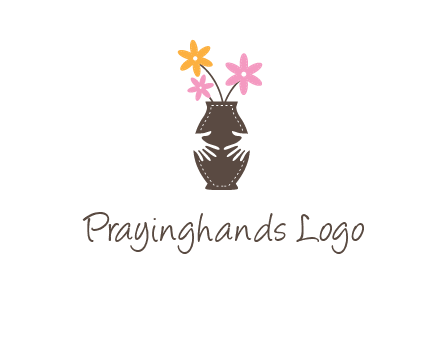 decoration vase carry with hands graphic
