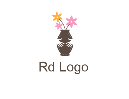 decoration vase carry with hands graphic