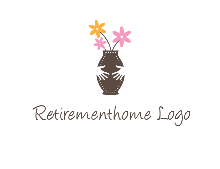 decoration vase carry with hands graphic