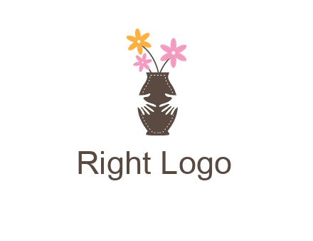 decoration vase carry with hands graphic