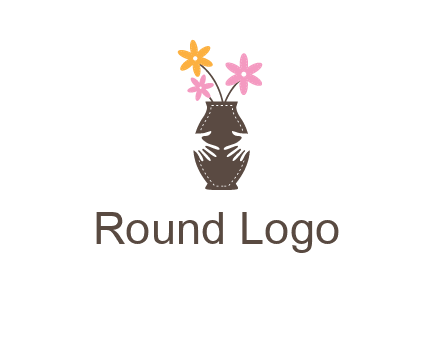 decoration vase carry with hands graphic