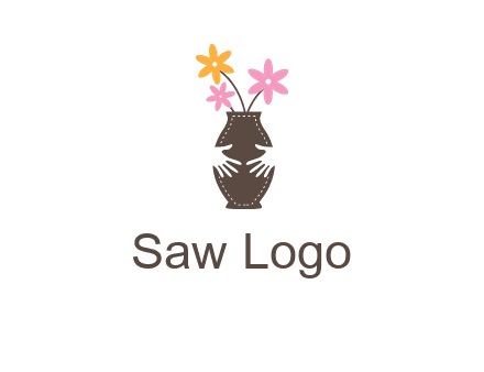 decoration vase carry with hands graphic