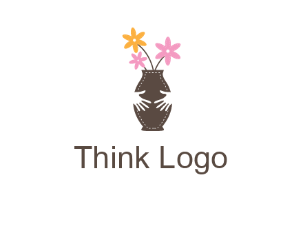 decoration vase carry with hands graphic