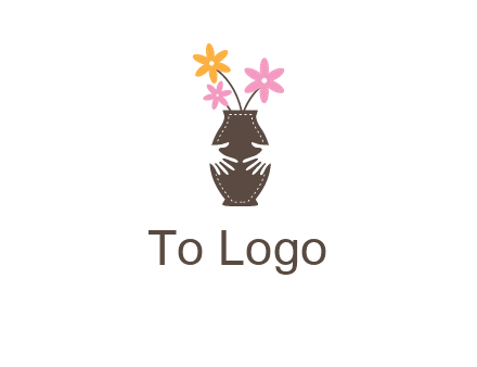 decoration vase carry with hands graphic
