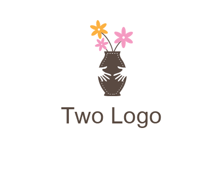 decoration vase carry with hands graphic