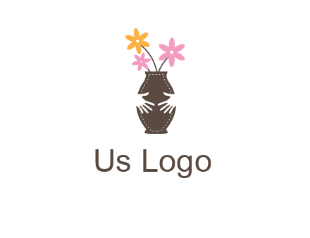 decoration vase carry with hands graphic