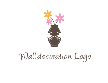 decoration vase carry with hands graphic