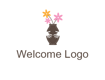 decoration vase carry with hands graphic