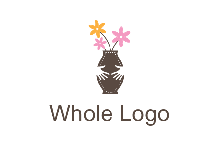 decoration vase carry with hands graphic