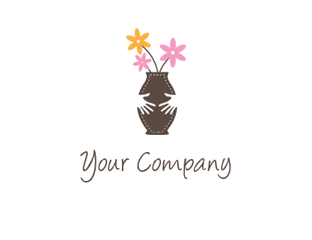 decoration vase carry with hands graphic