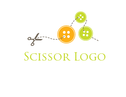 Scissor sewing with buttons graphic