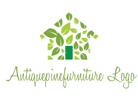 leaves in abstract house real estate logo