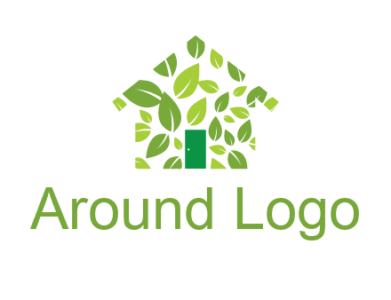 leaves in abstract house real estate logo
