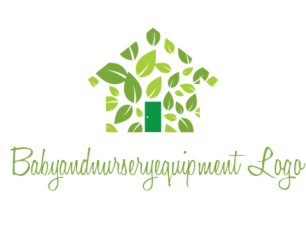 leaves in abstract house real estate logo