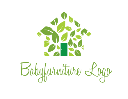 leaves in abstract house real estate logo