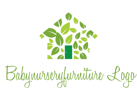 leaves in abstract house real estate logo