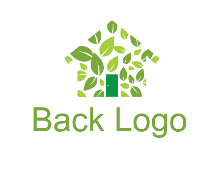 leaves in abstract house real estate logo