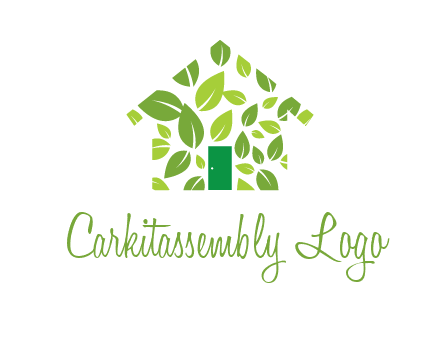 leaves in abstract house real estate logo