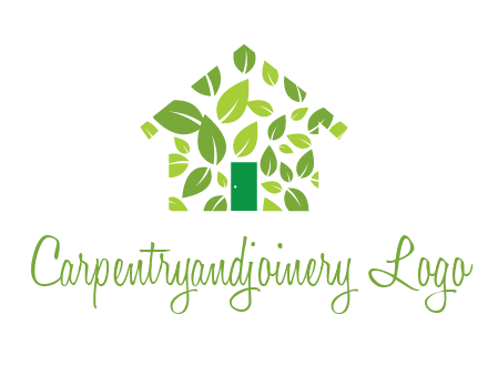 leaves in abstract house real estate logo