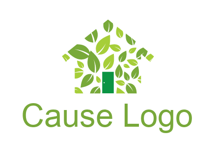leaves in abstract house real estate logo