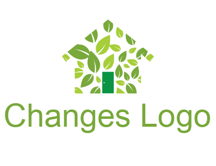 leaves in abstract house real estate logo