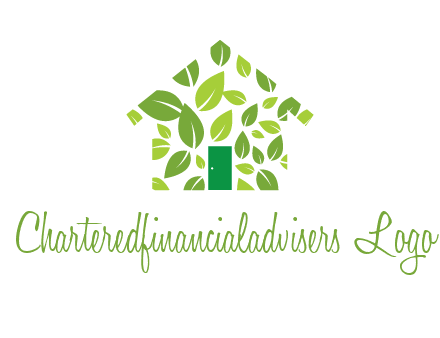 leaves in abstract house real estate logo
