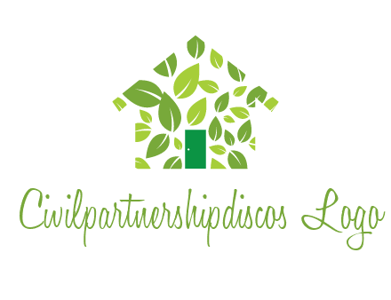 leaves in abstract house real estate logo