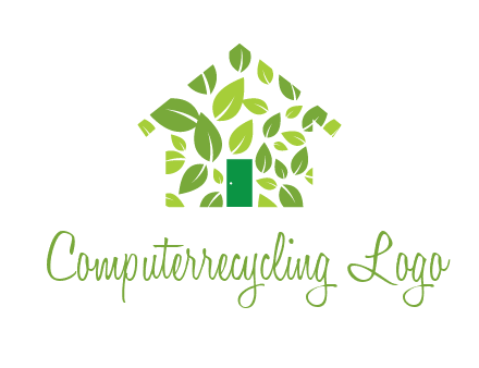 leaves in abstract house real estate logo