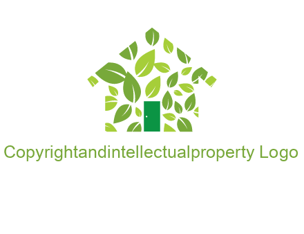 leaves in abstract house real estate logo