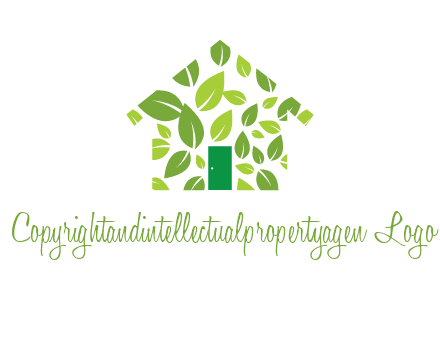 leaves in abstract house real estate logo