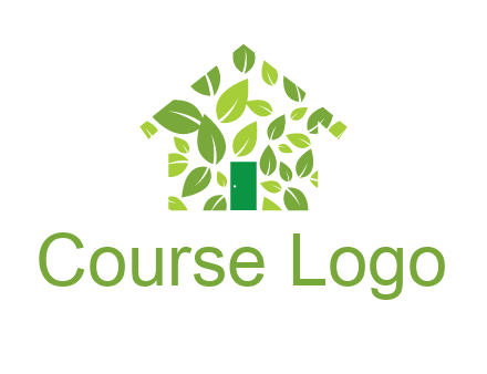 leaves in abstract house real estate logo