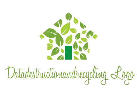 leaves in abstract house real estate logo
