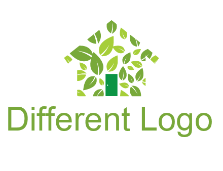 leaves in abstract house real estate logo