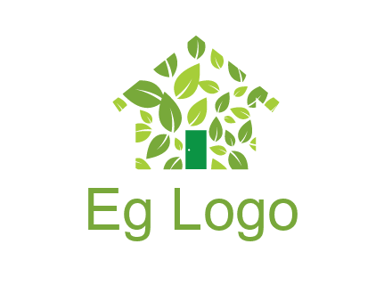 leaves in abstract house real estate logo