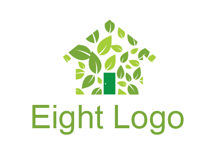 leaves in abstract house real estate logo
