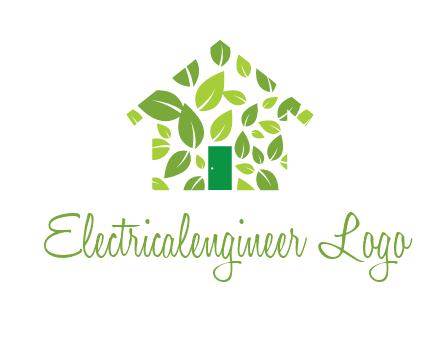 leaves in abstract house real estate logo
