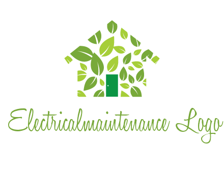 leaves in abstract house real estate logo