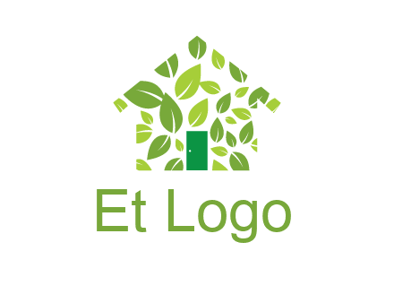 leaves in abstract house real estate logo