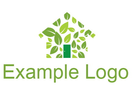 leaves in abstract house real estate logo