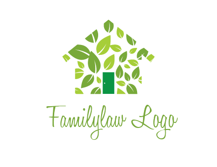 leaves in abstract house real estate logo