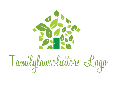 leaves in abstract house real estate logo
