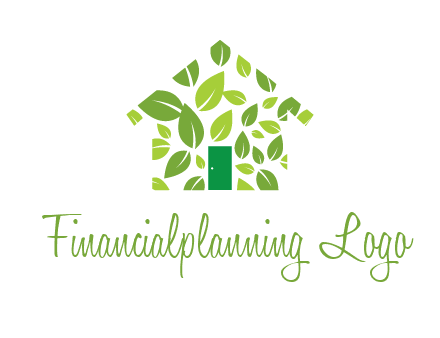 leaves in abstract house real estate logo