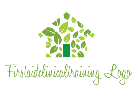 leaves in abstract house real estate logo