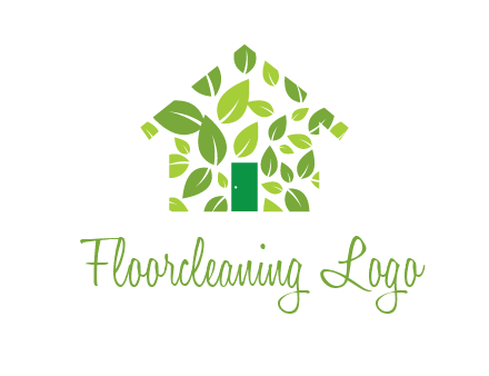 leaves in abstract house real estate logo
